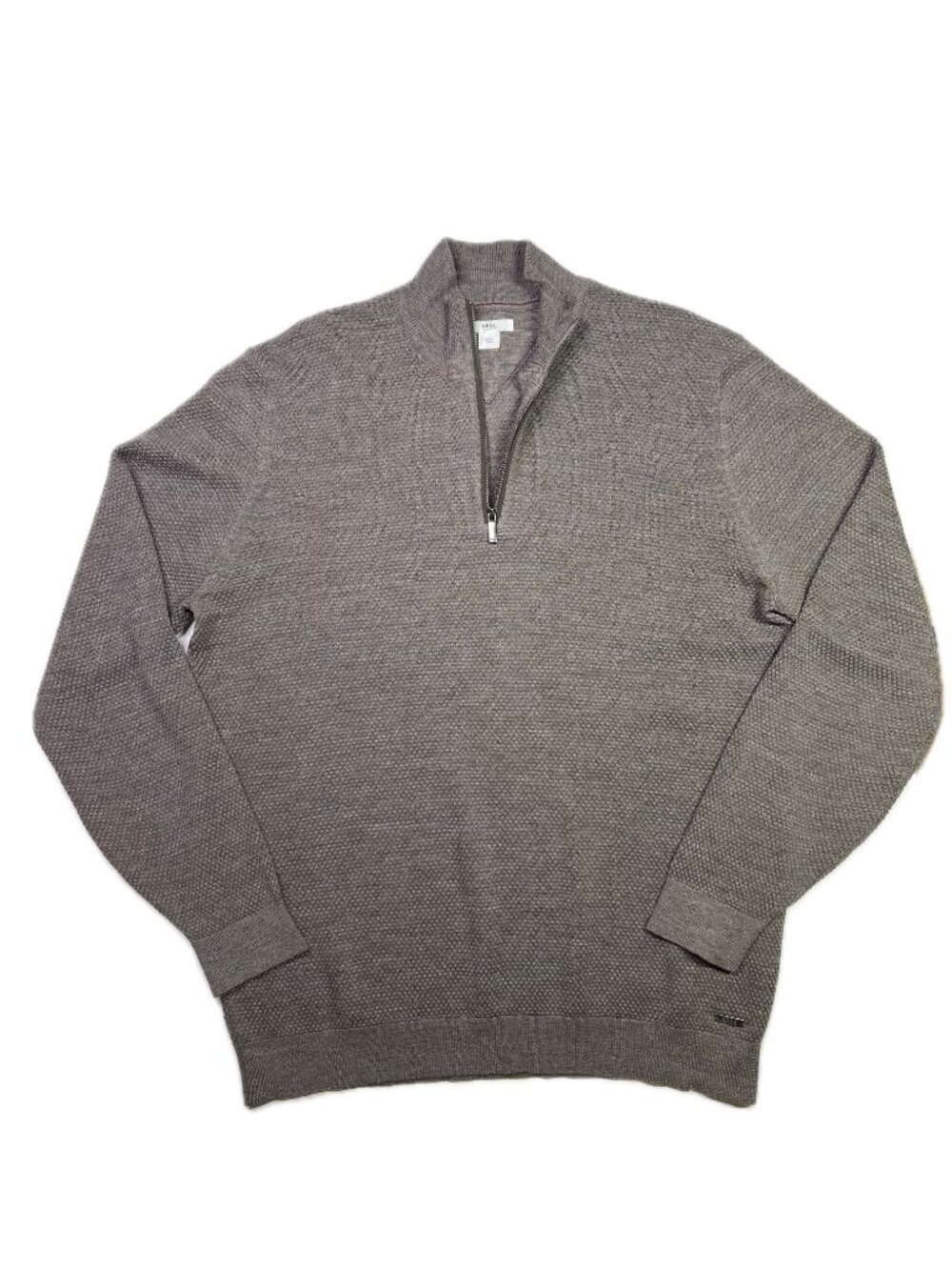 Brax Size XL 1/4 Zip Brown-Grey Knit Sweater Merino Wool *Flaw